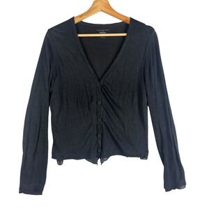 Majestic Paris for Neiman‎ Marcus Linen Blend Button Front Cardigan Top